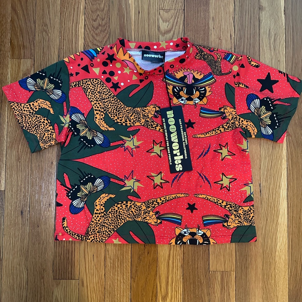 Nooworks Pride Tiger Cropped T-Shirt Size XS NWT
